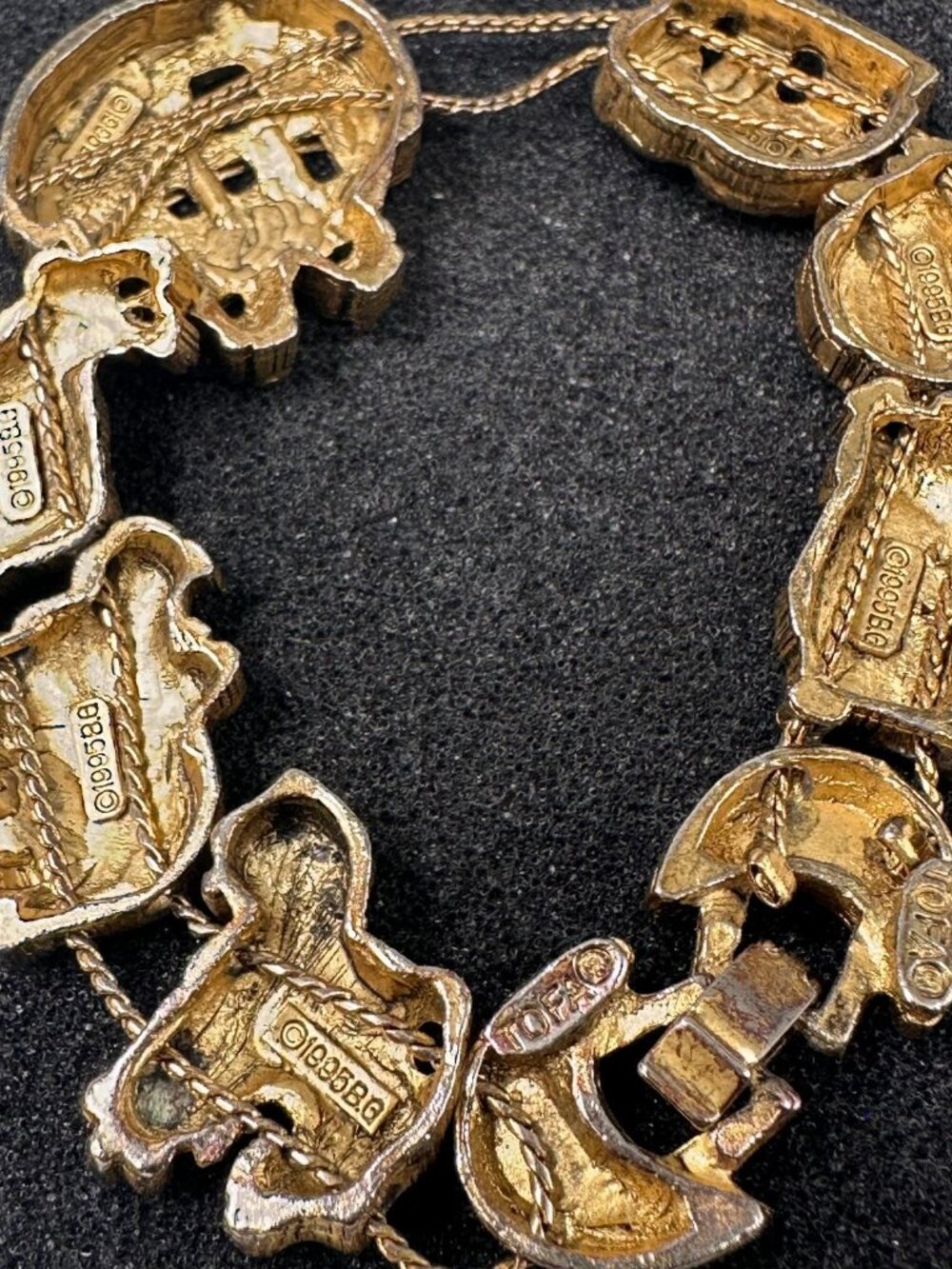 Vintage Noah Arks Bracelet Gold Tone Sliding Charms Bergdorf Goodman 7.25" - Picture 9 of 13